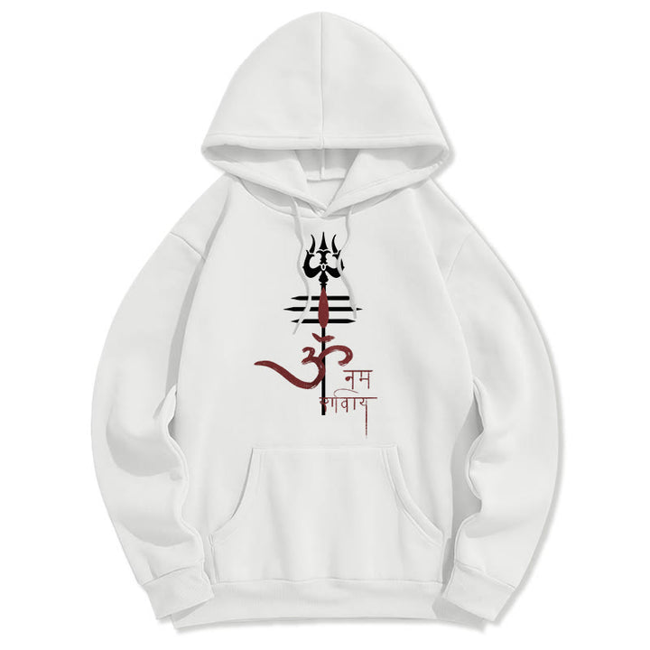 Buddha Stones OM NAMAH SHIVAYA Trident Fleece Lined Polyester Hoodie