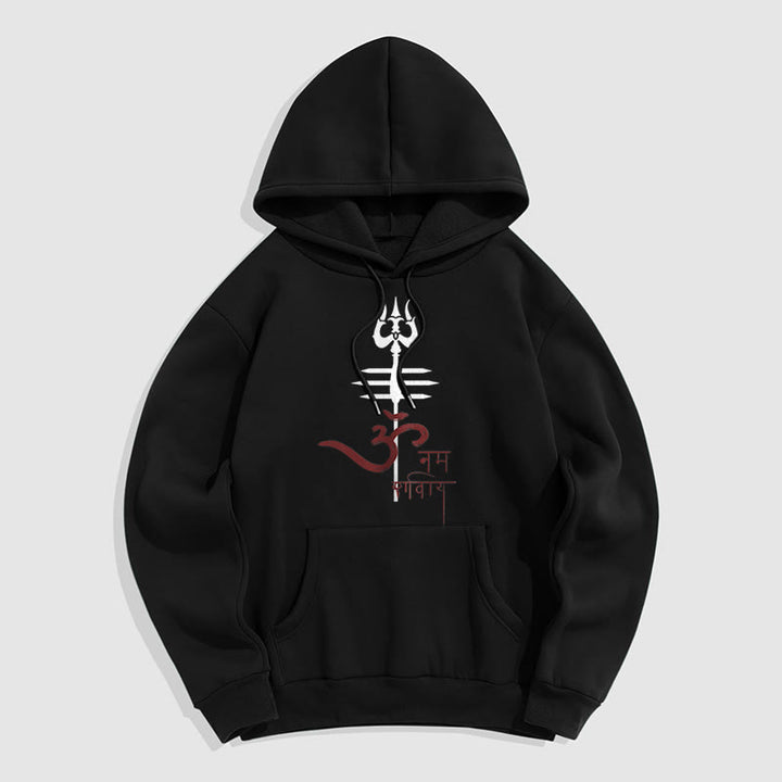 Buddha Stones OM NAMAH SHIVAYA Trident Fleece Lined Polyester Hoodie