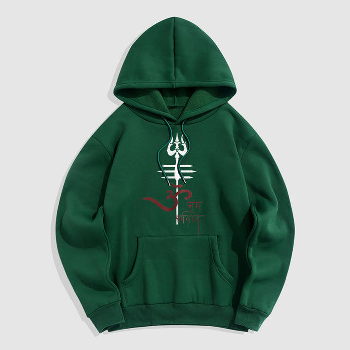 Buddha Stones OM NAMAH SHIVAYA Trident Fleece Lined Polyester Hoodie