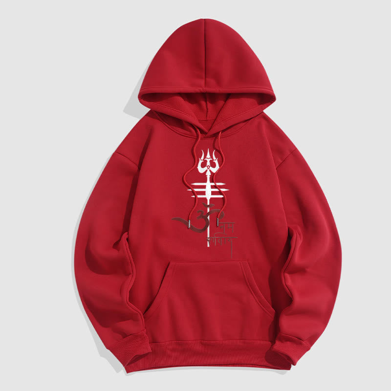 Buddha Stones OM NAMAH SHIVAYA Trident Fleece Lined Polyester Hoodie