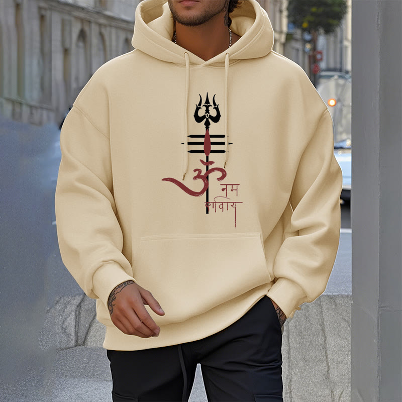 Buddha Stones OM NAMAH SHIVAYA Trident Fleece Lined Polyester Hoodie