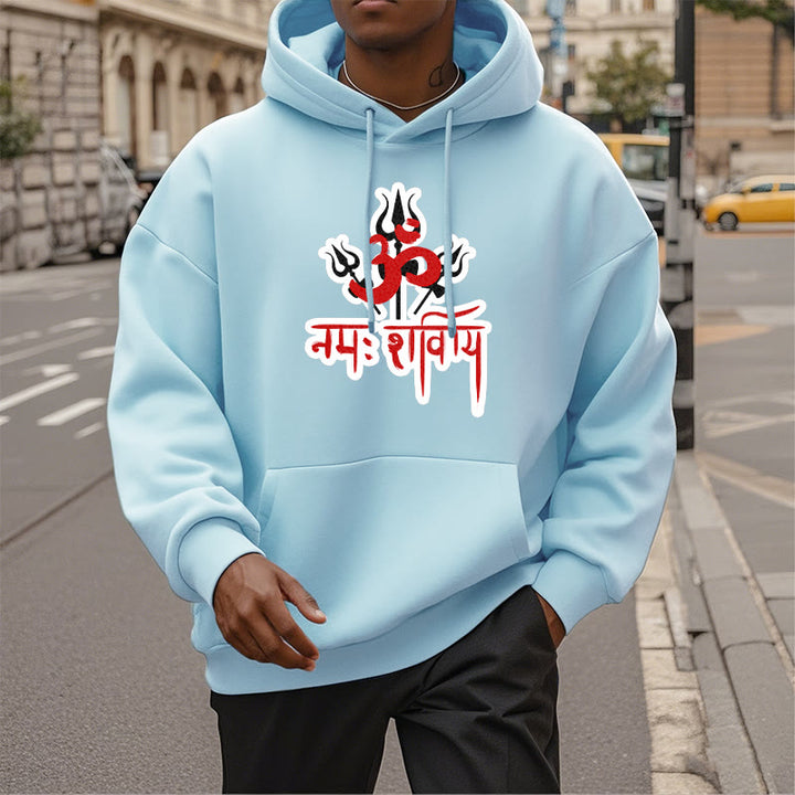 Buddha Stones OM NAMAH SHIVAYA Three Tridents Fleece Lined Polyester Hoodie