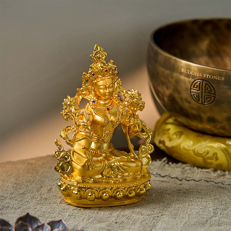 Bodhisattva White Tara Hope Protection Gold Plated Statue Decoration - image 2