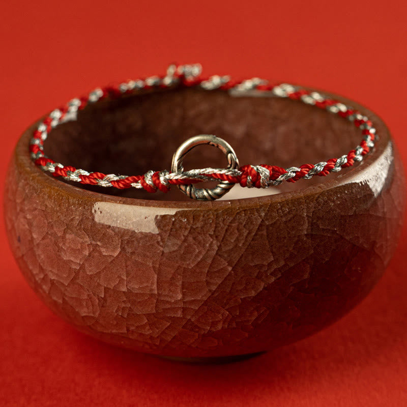 Buddha Stones 925 Sterling Silver Peace Buckle Luck String Bracelet - image 2