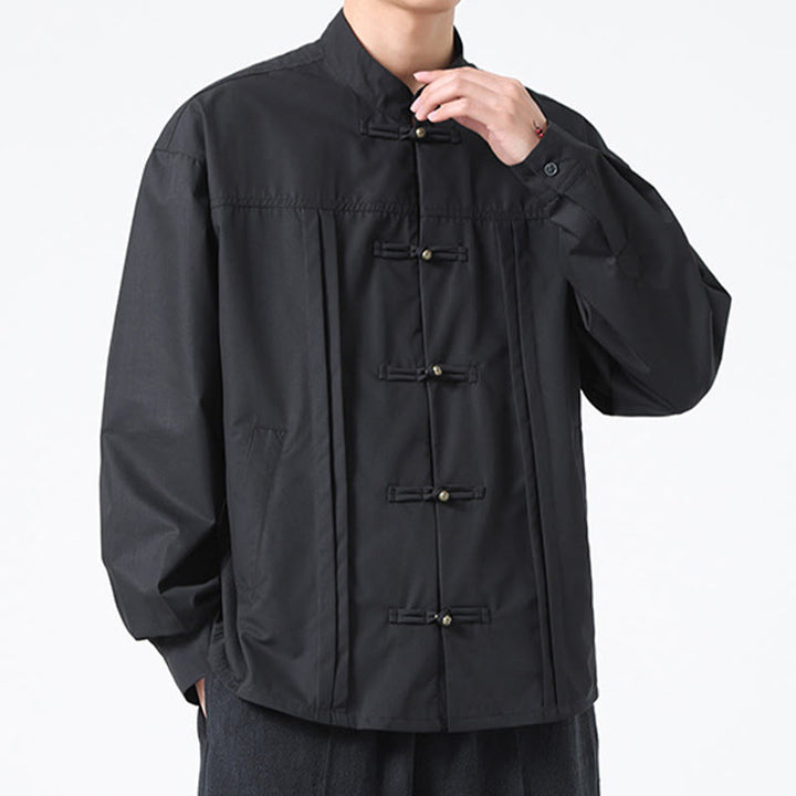 Buddha Stones Stand Collar Button Spandex Men's Shirts - image 10