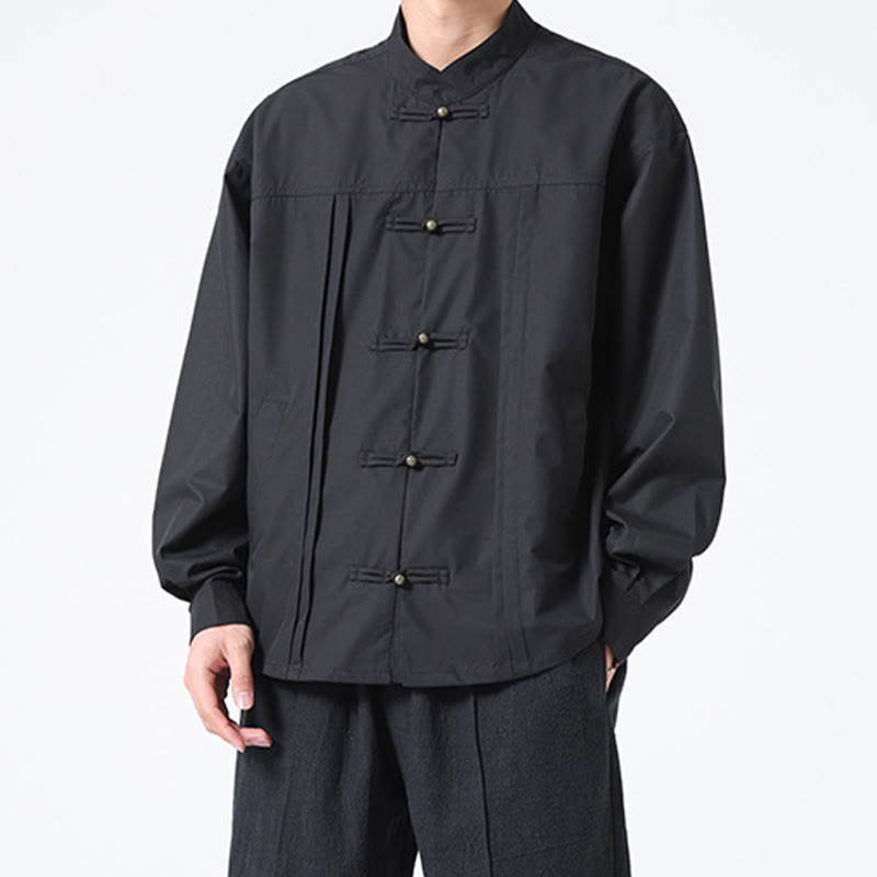 Buddha Stones Stand Collar Button Spandex Men's Shirts - image 2