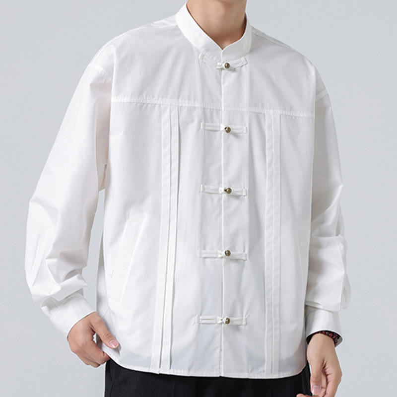 Buddha Stones Stand Collar Button Spandex Men's Shirts - image 20