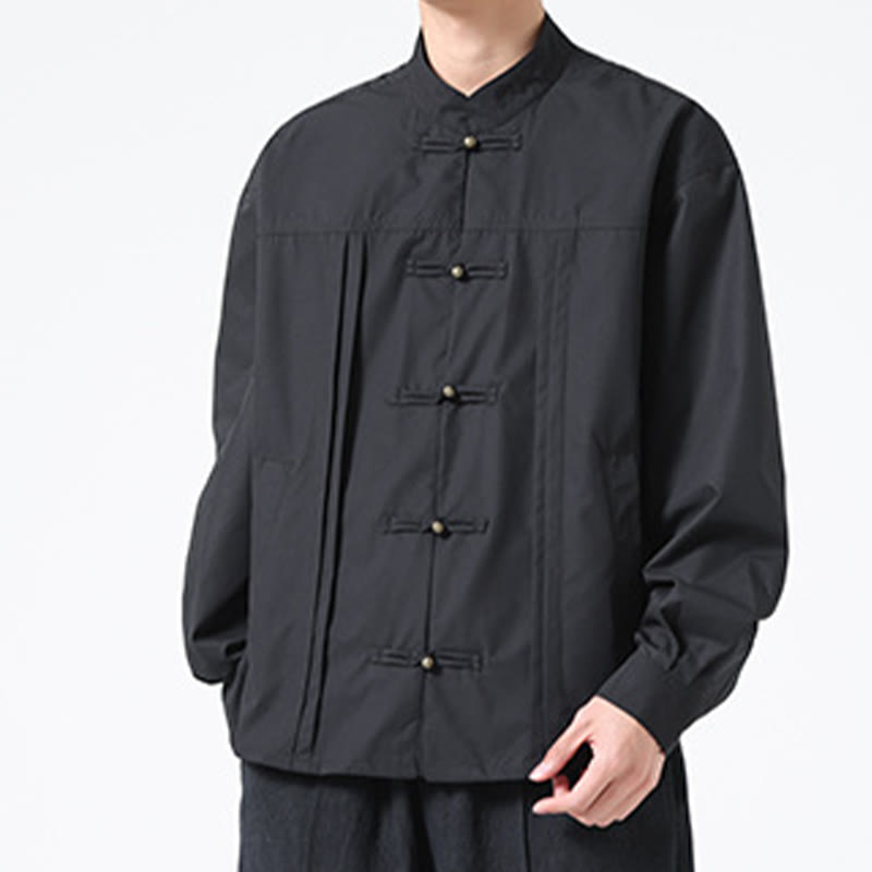 Buddha Stones Stand Collar Button Spandex Men's Shirts - image 7