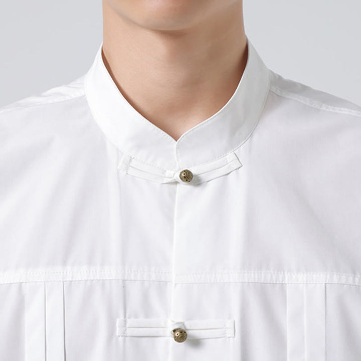 Buddha Stones Stand Collar Button Spandex Men's Shirts - image 22