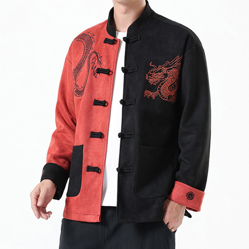 Buddha Stones Dragon Embroidery Casual Frog-button Cotton Men's Jacket Shirt Clothing - image 38