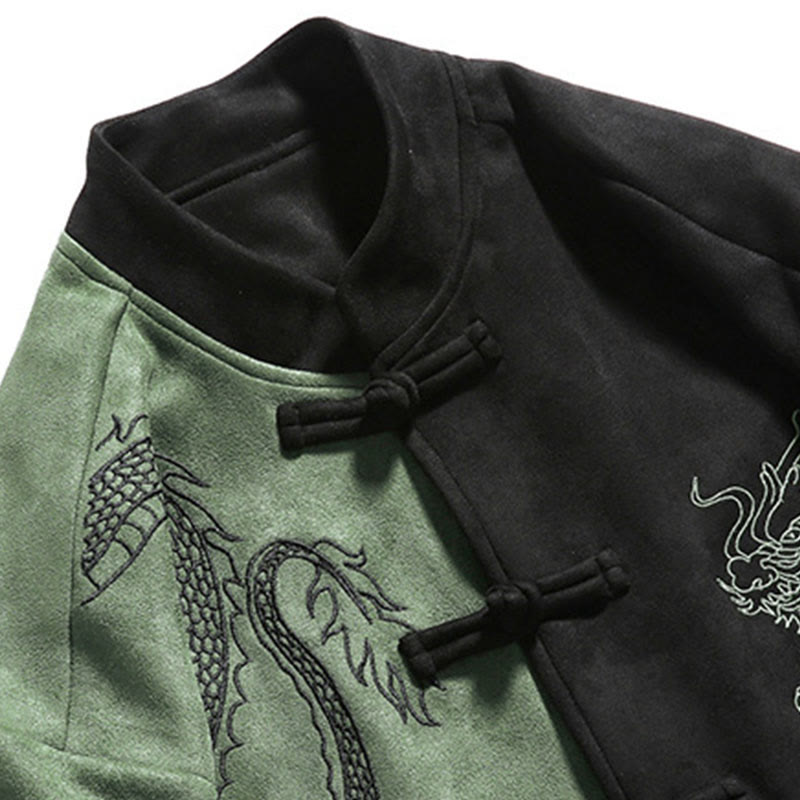 Buddha Stones Dragon Embroidery Casual Frog-button Cotton Men's Jacket Shirt Clothing - image 22