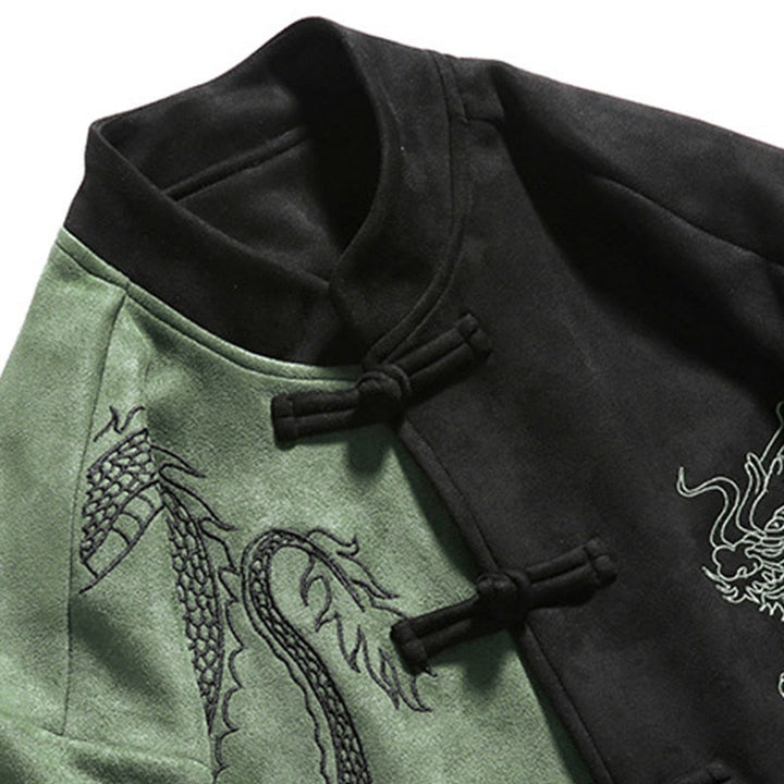 Buddha Stones Dragon Embroidery Casual Frog-button Cotton Men's Jacket Shirt Clothing - image 22