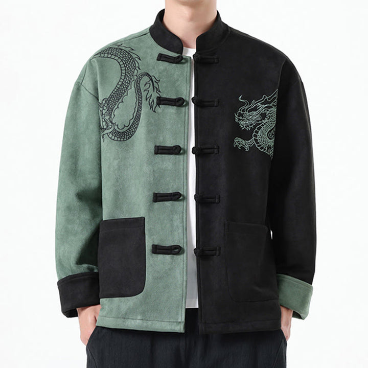 Buddha Stones Dragon Embroidery Casual Frog-button Cotton Men's Jacket Shirt Clothing - image 18