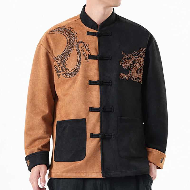 Buddha Stones Dragon Embroidery Casual Frog-button Cotton Men's Jacket Shirt Clothing - image 32