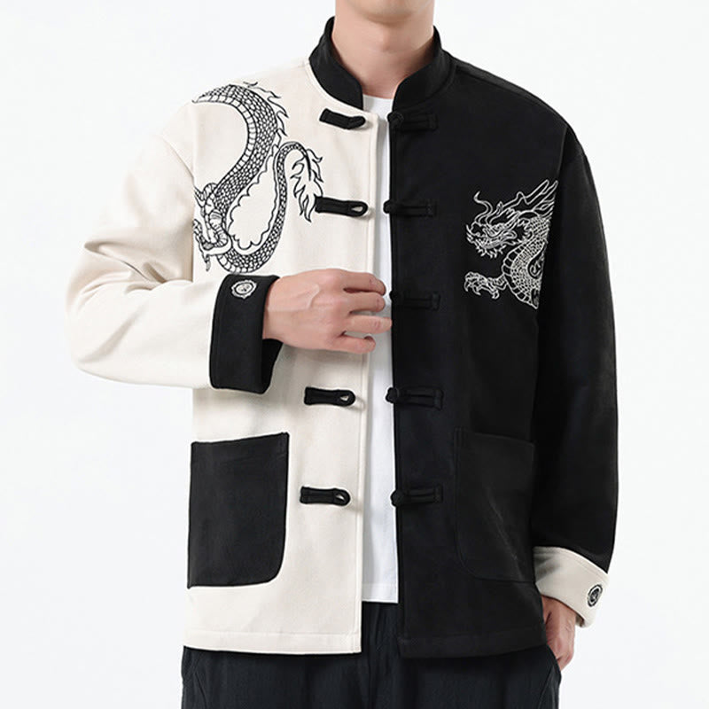 Buddha Stones Dragon Embroidery Casual Frog-button Cotton Men's Jacket Shirt Clothing - image 6