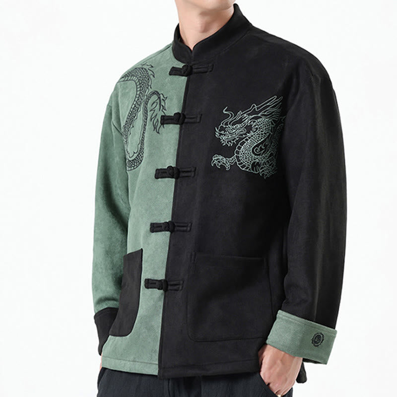 Buddha Stones Dragon Embroidery Casual Frog-button Cotton Men's Jacket Shirt Clothing - image 21