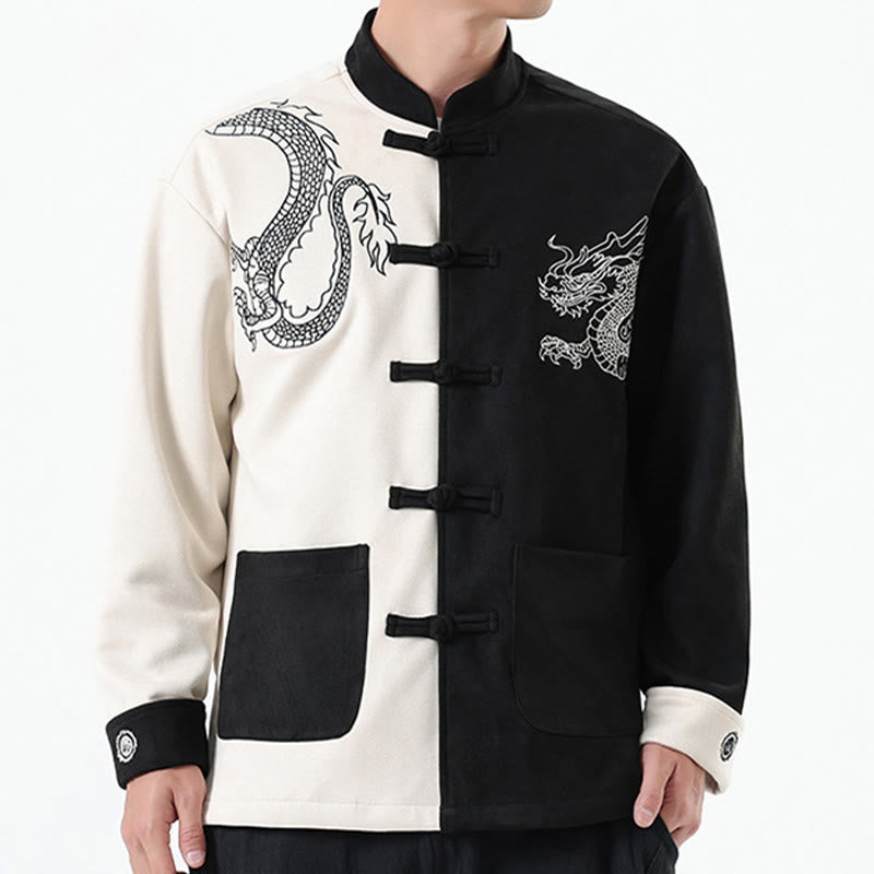 Buddha Stones Dragon Embroidery Casual Frog-button Cotton Men's Jacket Shirt Clothing - image 11
