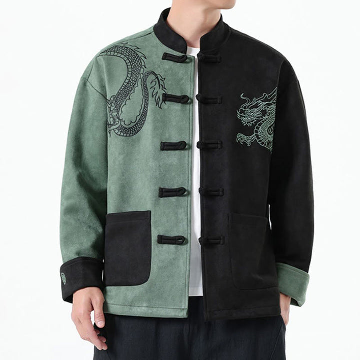 Buddha Stones Dragon Embroidery Casual Frog-button Cotton Men's Jacket Shirt Clothing - image 20
