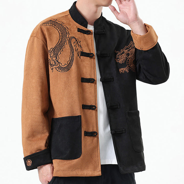 Buddha Stones Dragon Embroidery Casual Frog-button Cotton Men's Jacket Shirt Clothing - image 30