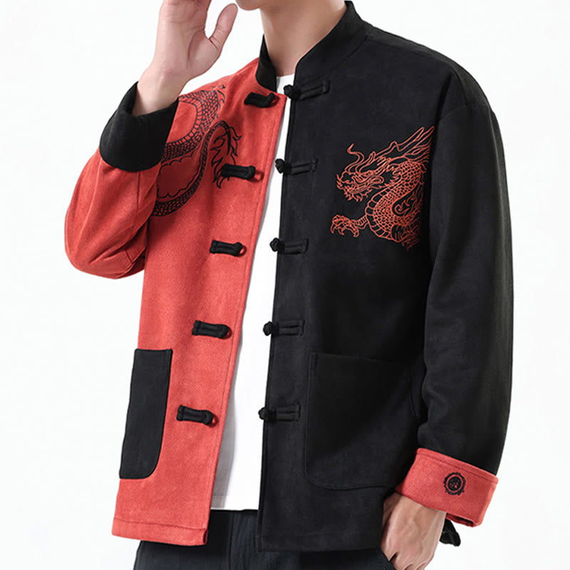 Buddha Stones Dragon Embroidery Casual Frog-button Cotton Men's Jacket Shirt Clothing - image 39