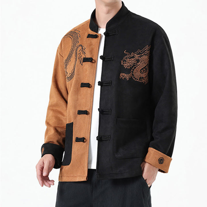 Buddha Stones Dragon Embroidery Casual Frog-button Cotton Men's Jacket Shirt Clothing - image 33