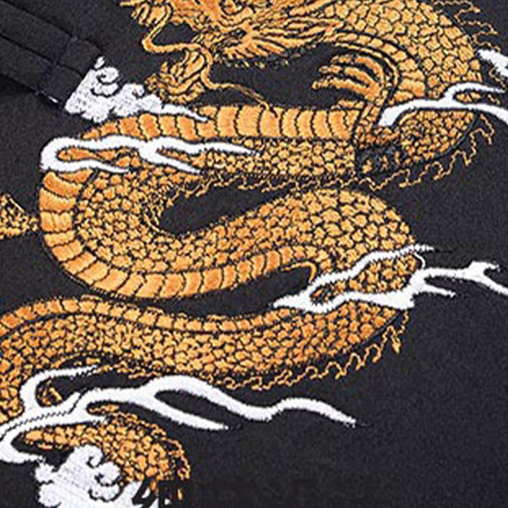 Buddha Stones Dragon Embroidery Frog-button Polyester Men's Jacket Shirt Clothing With Pockets - image 12