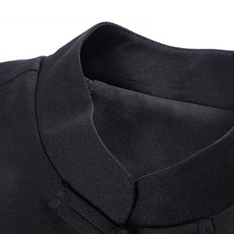 Buddha Stones Dragon Embroidery Frog-button Polyester Men's Jacket Shirt Clothing With Pockets - image 8