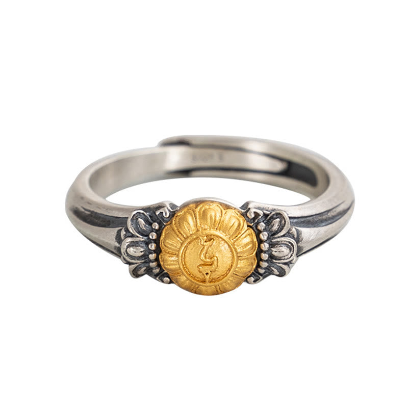 Buddha Stones 925 Sterling Silver Plated Gold Bodhisattva Tara Protection Adjustable Ring - image 11