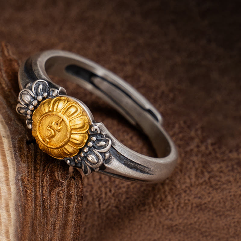 Buddha Stones 925 Sterling Silver Plated Gold Bodhisattva Tara Protection Adjustable Ring - Bodhisattva Tara(Circumference: 68mm) - image 0