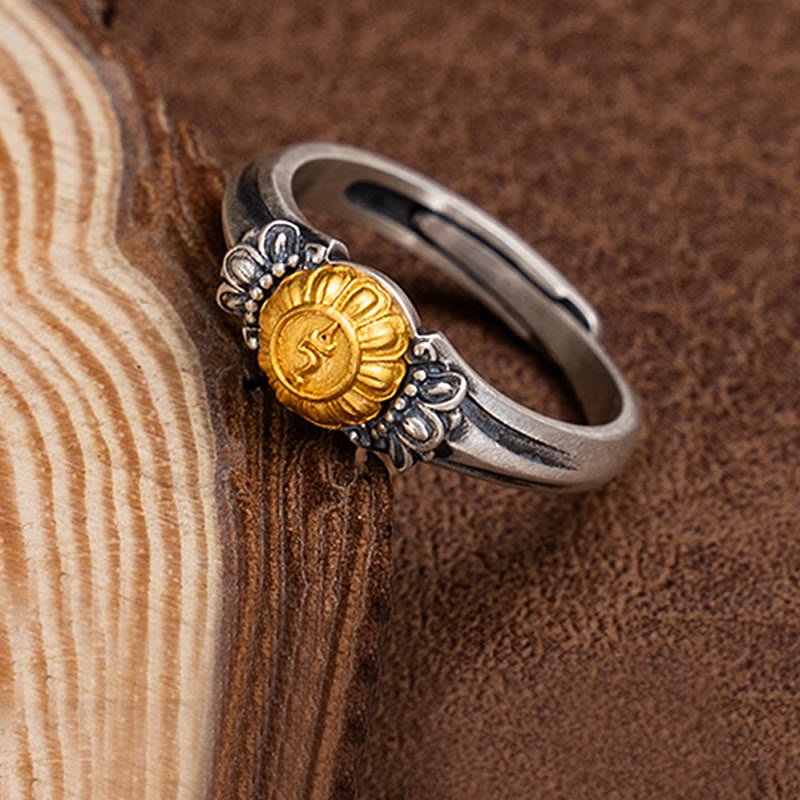 Buddha Stones 925 Sterling Silver Plated Gold Bodhisattva Tara Protection Adjustable Ring - image 10