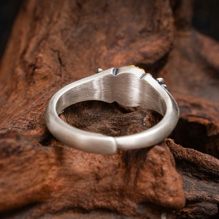 Buddha Stones 925 Sterling Silver Plated Gold Bodhisattva Tara Protection Adjustable Ring - image 3