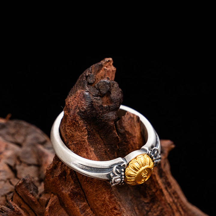 Buddha Stones 925 Sterling Silver Plated Gold Bodhisattva Tara Protection Adjustable Ring - image 9
