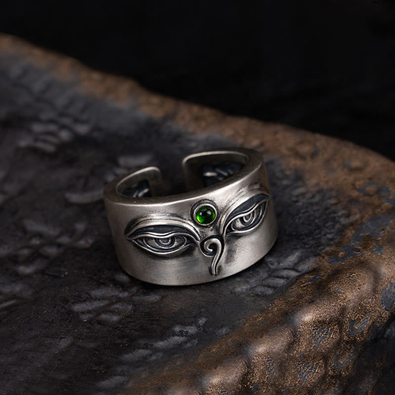 Buddha Stones 925 Sterling Silver Bodhisattva Tara Calm Adjustable Ring - image 1