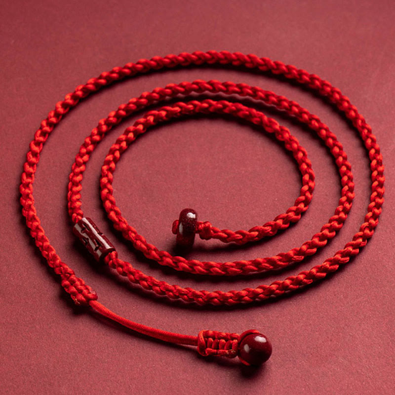 Buddha Stones Natural Cinnabar Calm Blessing Red String Belly Chain