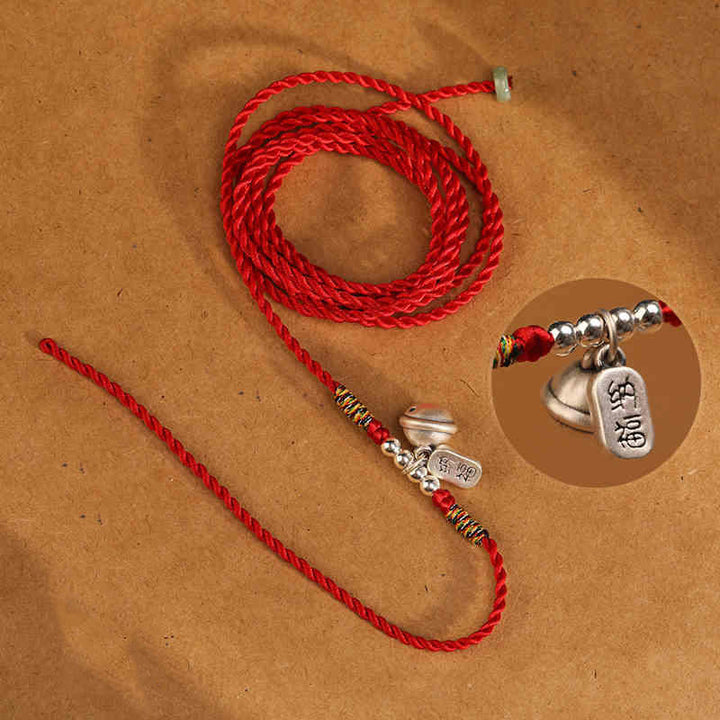 Buddha Stones 999 Sterling Silver Blessing Red String Belly Chain