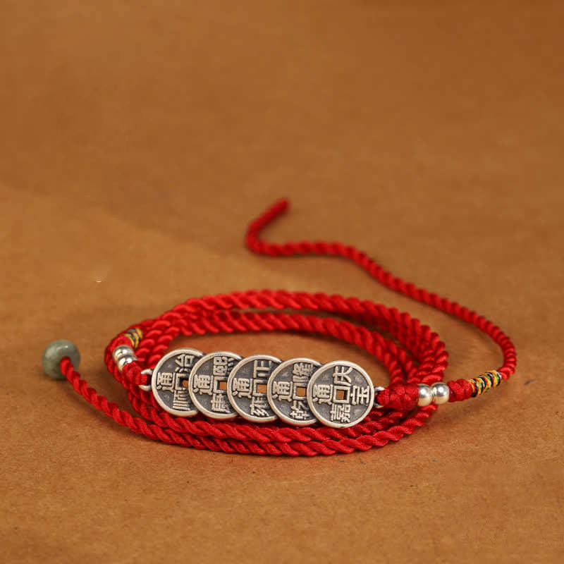 Buddha Stones 999 Sterling Silver Blessing Red String Belly Chain