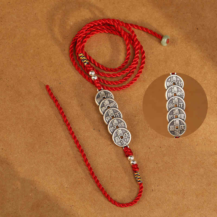 Buddha Stones 999 Sterling Silver Blessing Red String Belly Chain