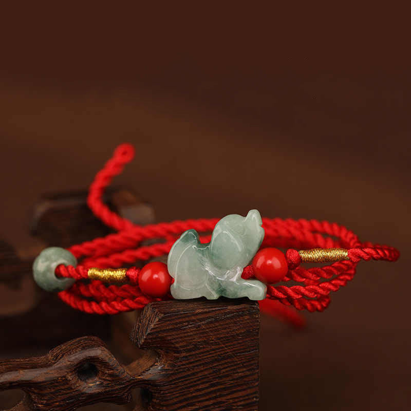 Buddha Stones Jade Peace Buckle Blessing Red String Belly Chain