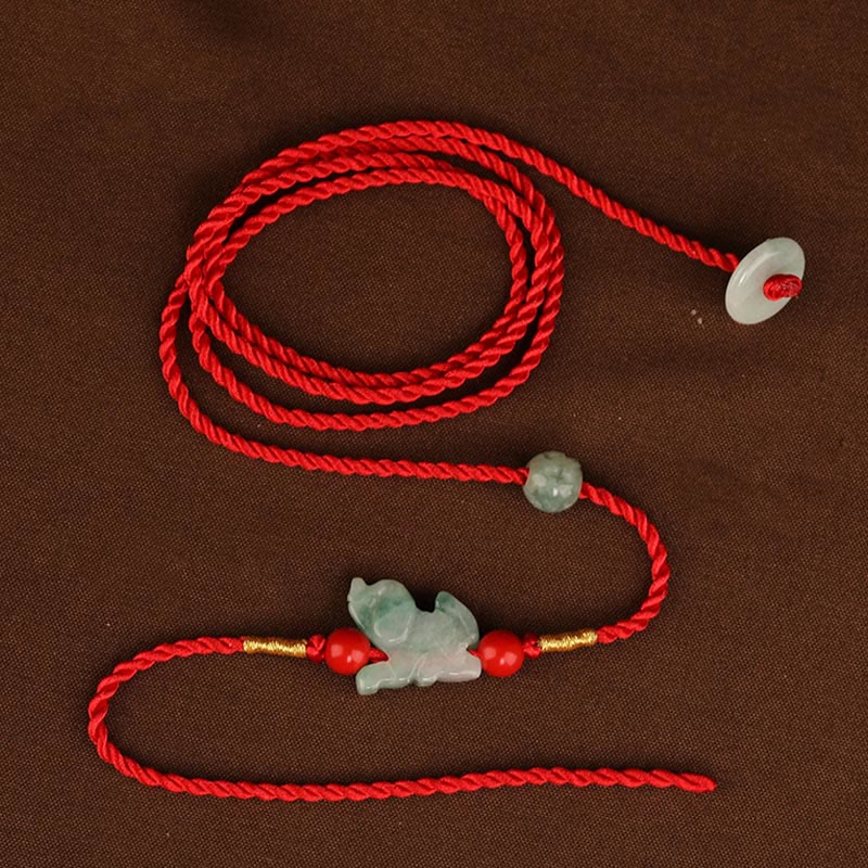 Buddha Stones Jade Peace Buckle Blessing Red String Belly Chain