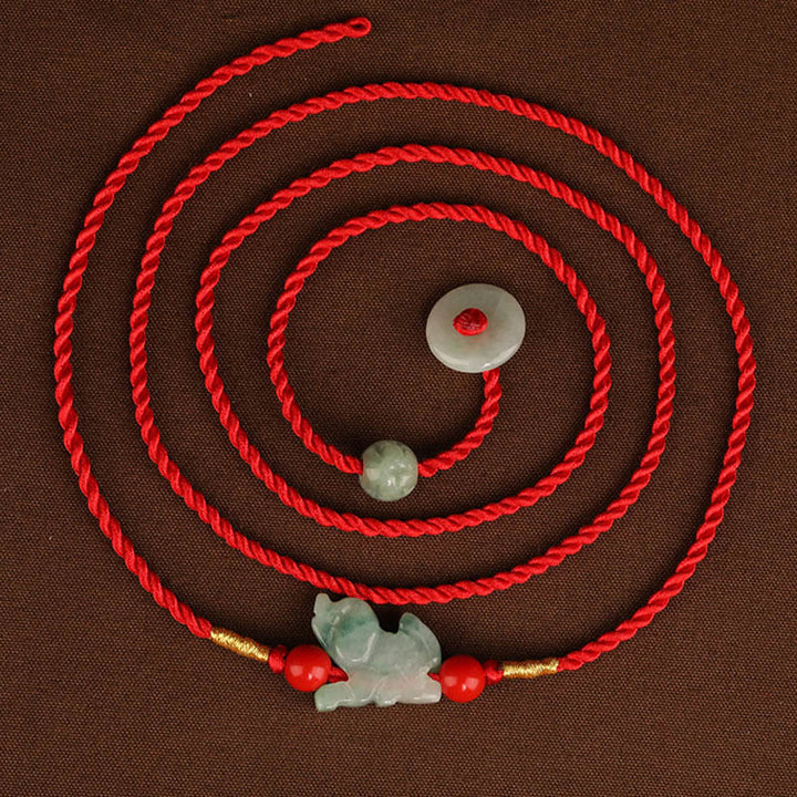 Buddha Stones Jade Peace Buckle Blessing Red String Belly Chain