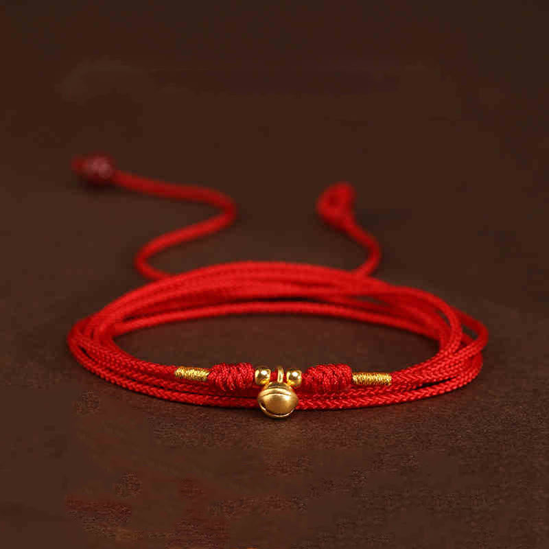 Buddha Stone 999 Solid Gold Red String Belly Chain