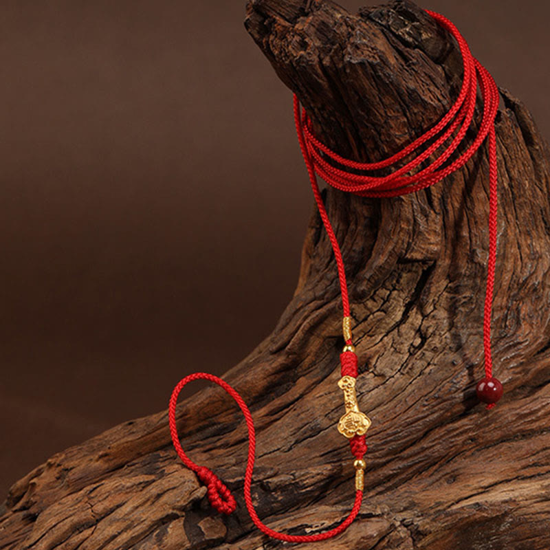 Buddha Stone 999 Solid Gold Red String Belly Chain