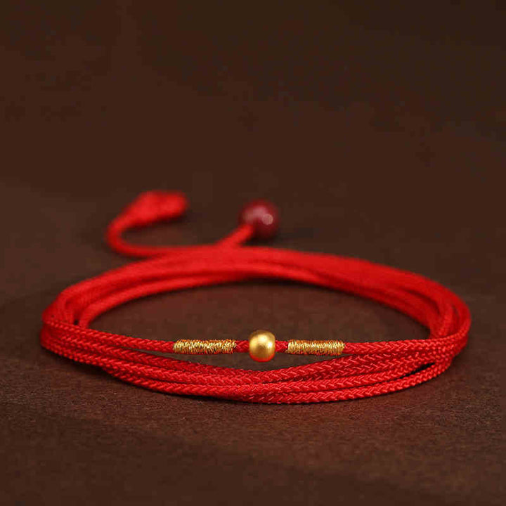 Buddha Stone 999 Solid Gold Red String Belly Chain