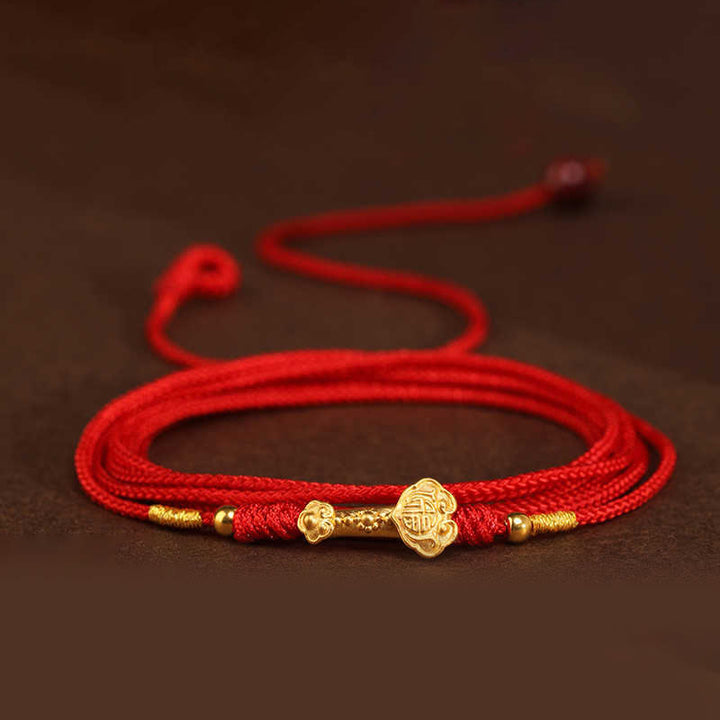 Buddha Stone 999 Solid Gold Red String Belly Chain