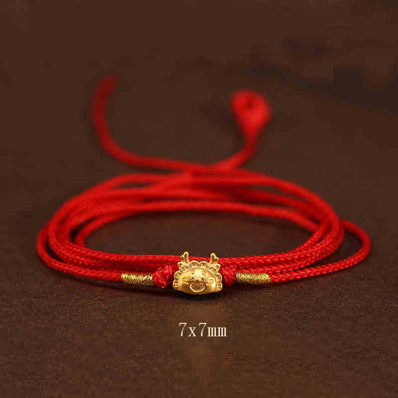 Buddha Stone 999 Solid Gold Red String Belly Chain