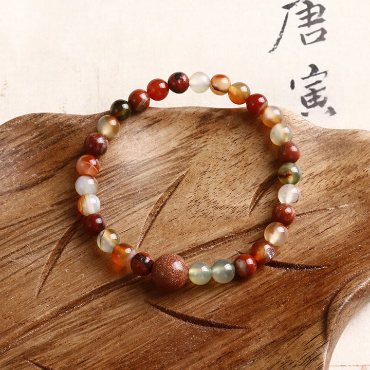 Buddha Stones Red Agate Shoushan Stone Calm Blessing Bracelet