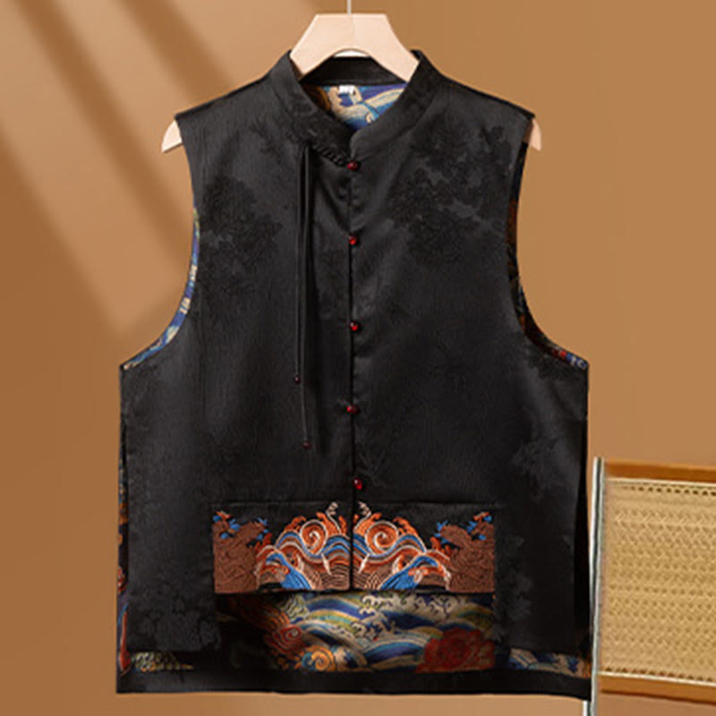 Buddha Stones Vintage Embroidery Flower Cloud Pattern Vest - image 10