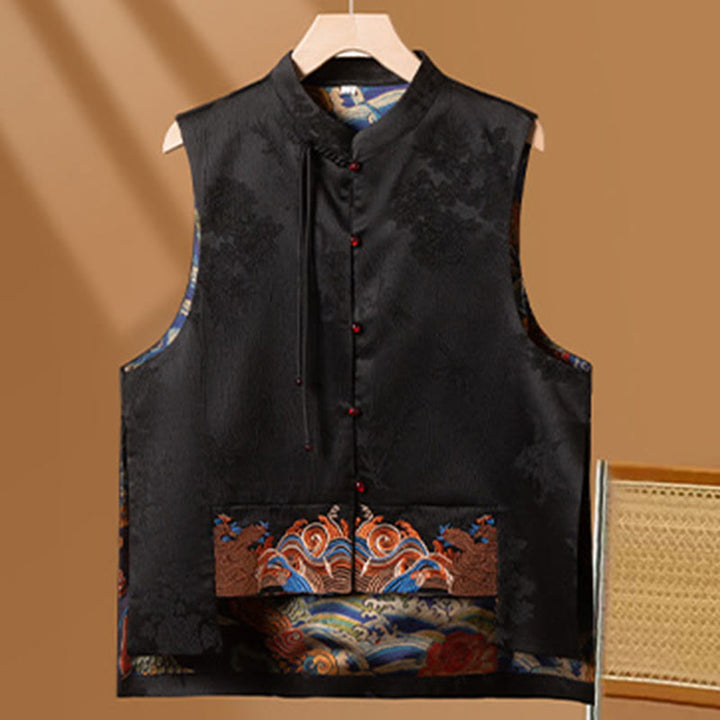 Buddha Stones Vintage Embroidery Flower Cloud Pattern Vest - image 10