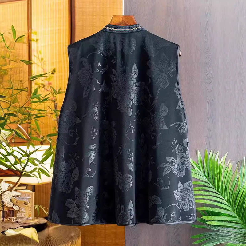 Buddha Stones Vintage Embroidery Colorful Cloud Flower Pattern Vest - image 2