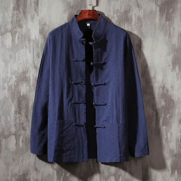 Buddha Stones Stand Collar Tang Suit Casual Cotton Linen Shirt - DarkSlateBlue - US/UK/AU46，EU56 (5XL) - image 15
